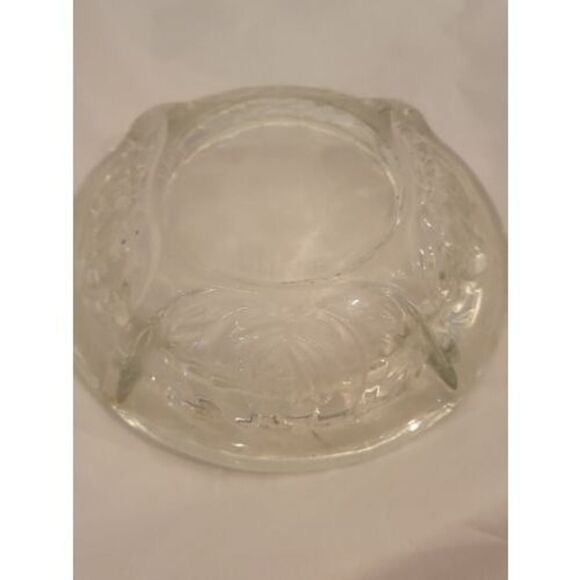 KIG Indonesia Pressed Heavy Glass Rose Pattern Vintqge Ashtray 4 Rest 6" - Picture 7 of 12
